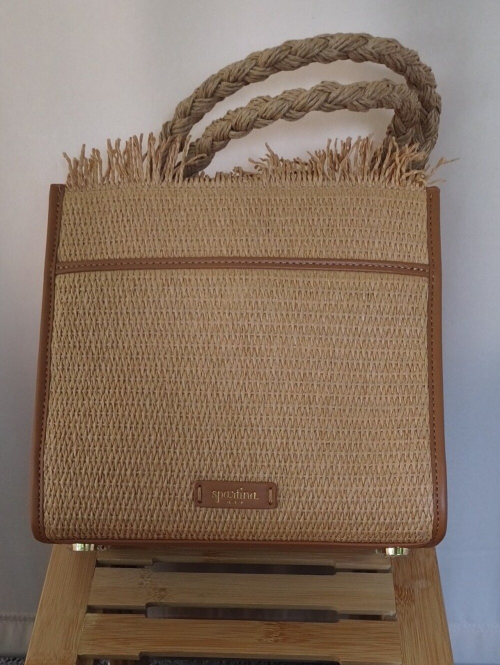 NWOT Spartina 449 Straw Tote with Red Crab Embroidery - Picture 2 of 9